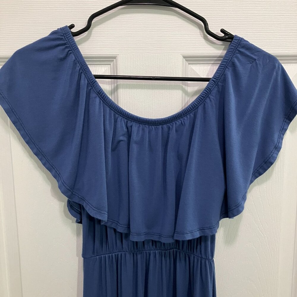 *Maternity* Open Should Dress w/ Ruffles - Picture 2 of 6